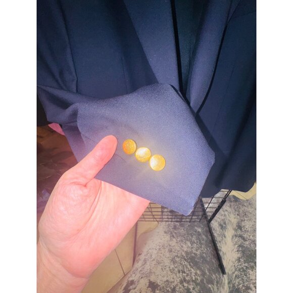 Hart Schaffner Marx Navy Gold Button Sports Coat Jacket Blazer 48R Old Money - Picture 4 of 11